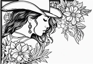 floral western christian cowgirl tattoo idea