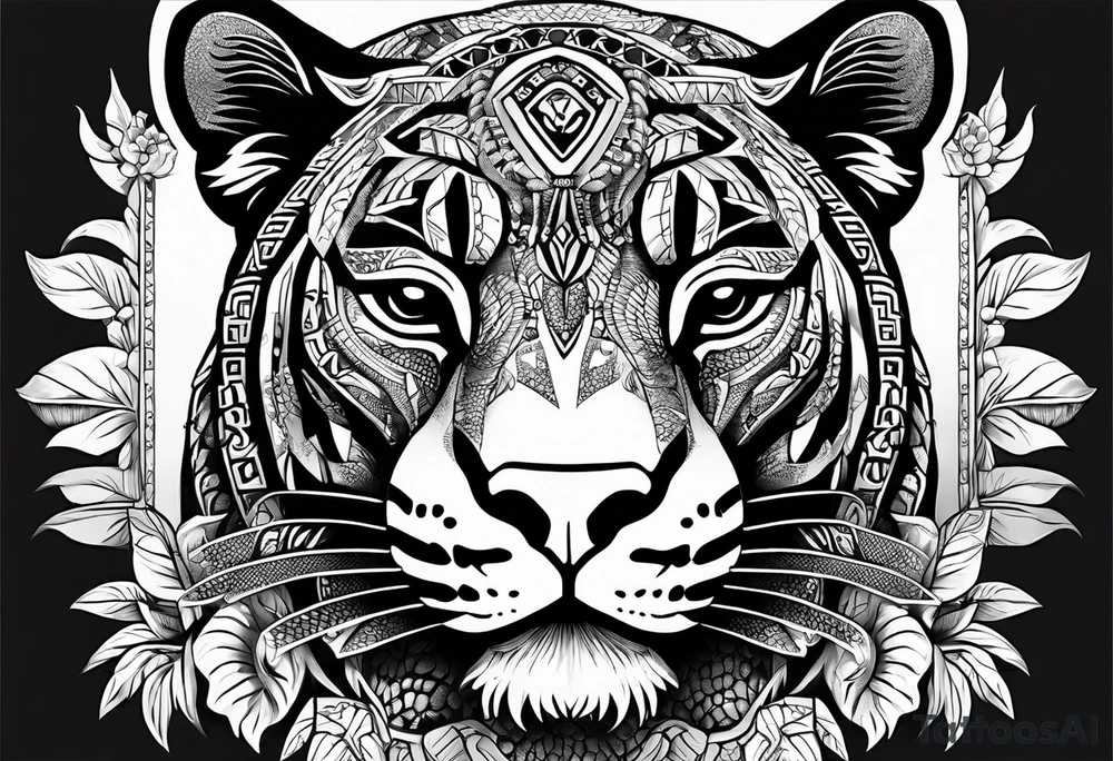 aztec black jaguar with snake tattoo idea