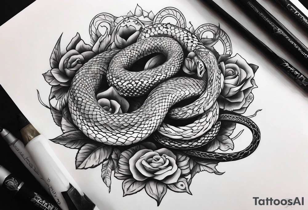 Snakes around the neck tattoo idea
