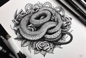 Snakes around the neck tattoo idea