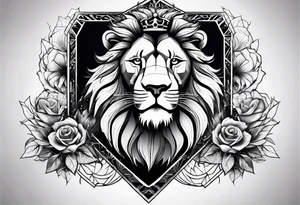 lions crown hexagon black tattoo idea