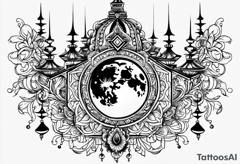Moon chandelier tattoo idea