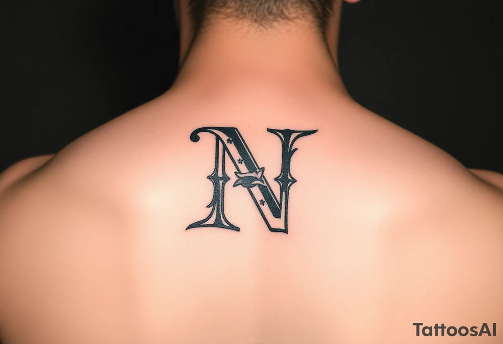 give me a tattoo idea of the letter N with a dollar bill tattoo idea