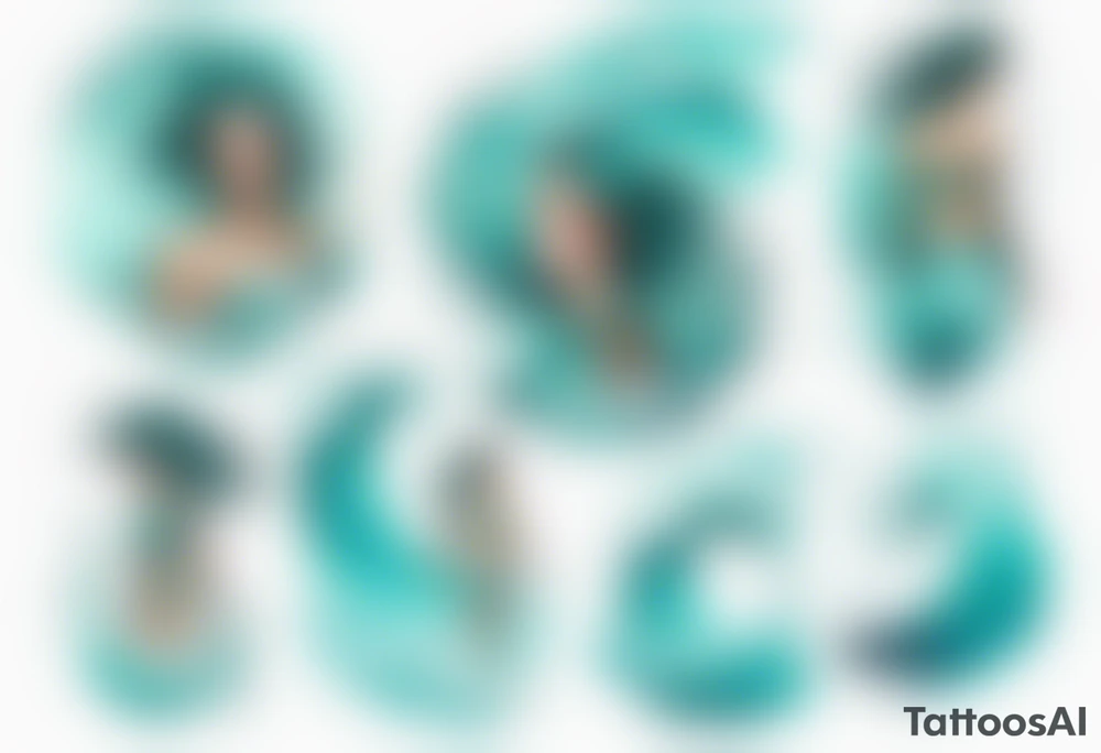 a turquoise water woman walking through crashing waves tattoo idea