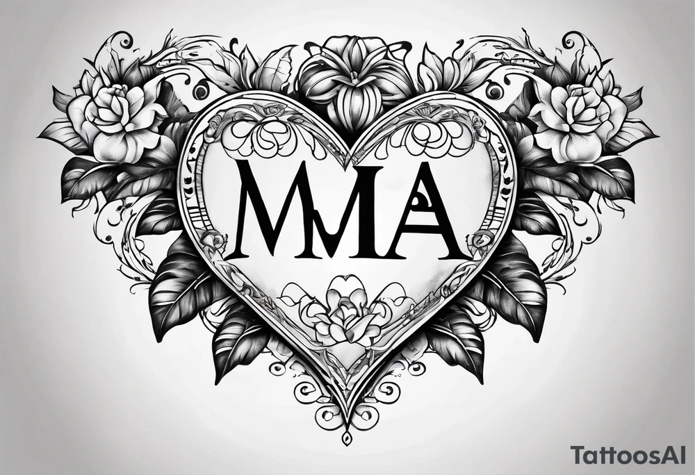 The word Mia inside a heart tattoo idea