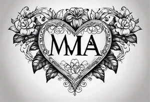 The word Mia inside a heart tattoo idea