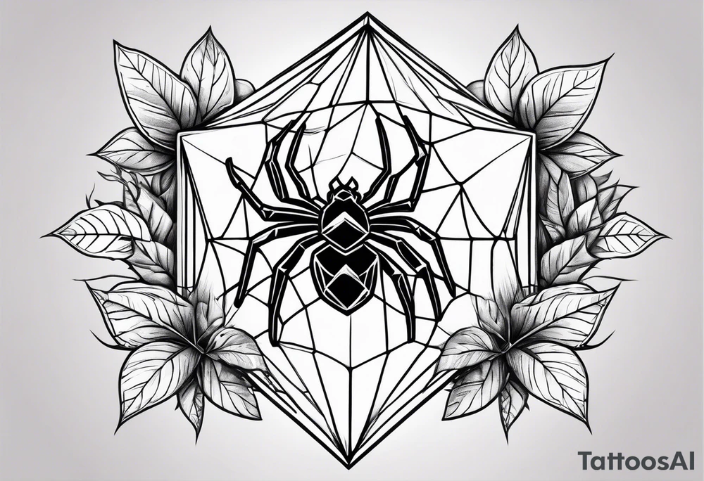 A single Diamond with a pot leaf and a spiderweb tattoo idea