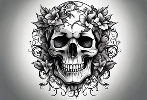 skull with vines growing out of its head tattoo idea