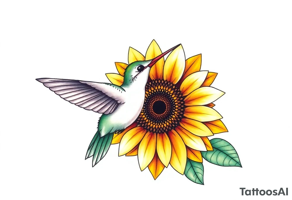 Hummingbird near a sunflower tattoo idea