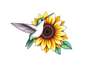 Hummingbird near a sunflower tattoo idea
