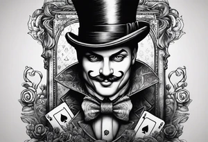 King of spades that says “we’re all mad here” with top hat tattoo idea