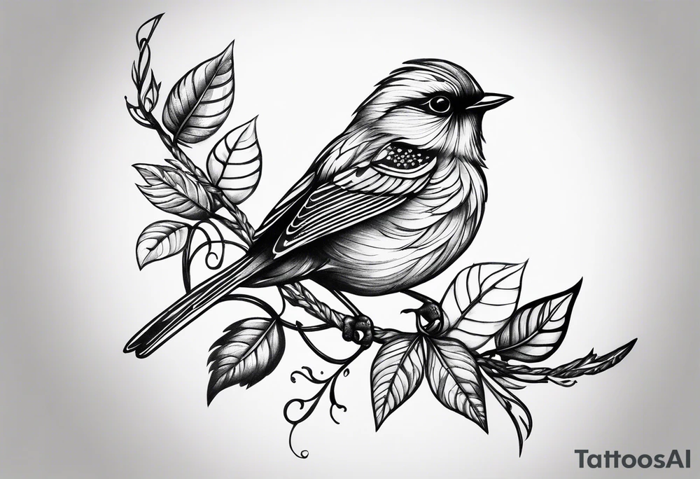 Small birds and vines going up the forearm tattoo idea