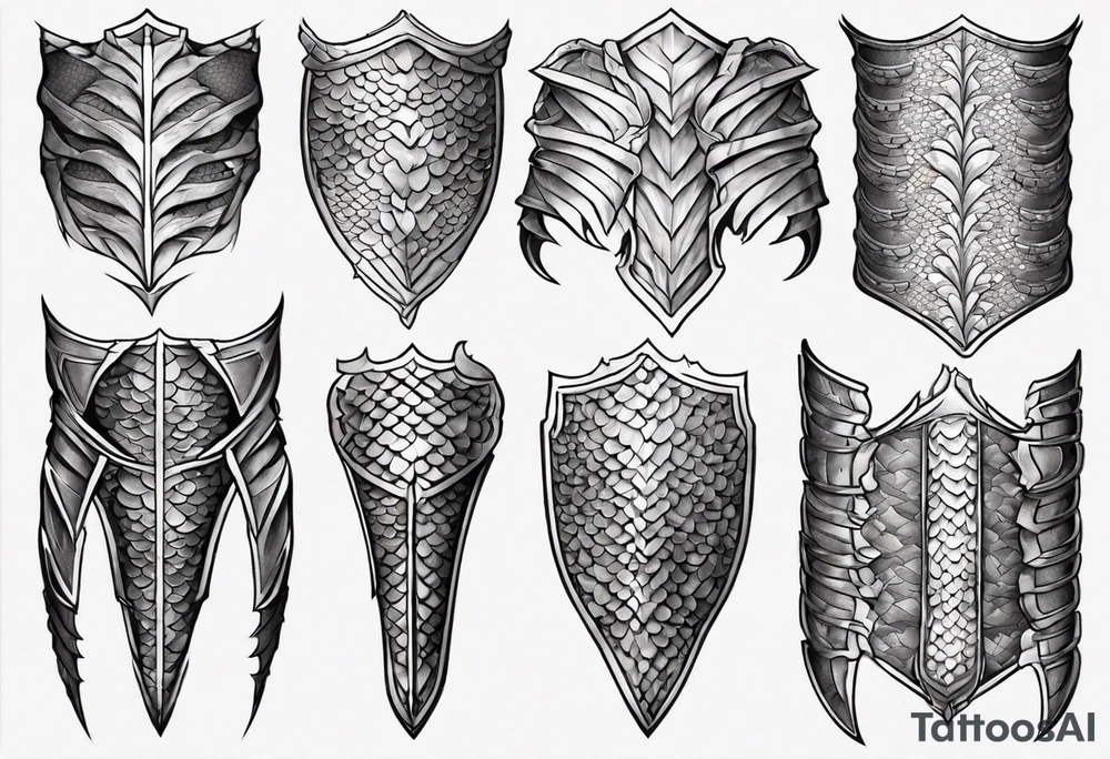 Dragonscale Leg armor symmetrical tattoo idea