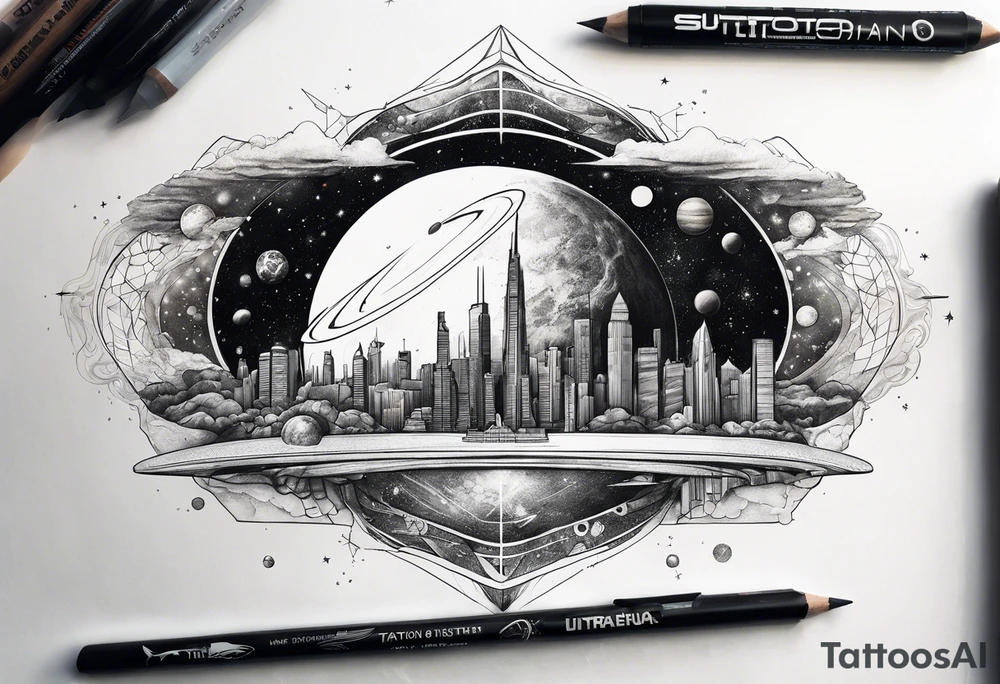 Space, city, planet. tattoo idea
