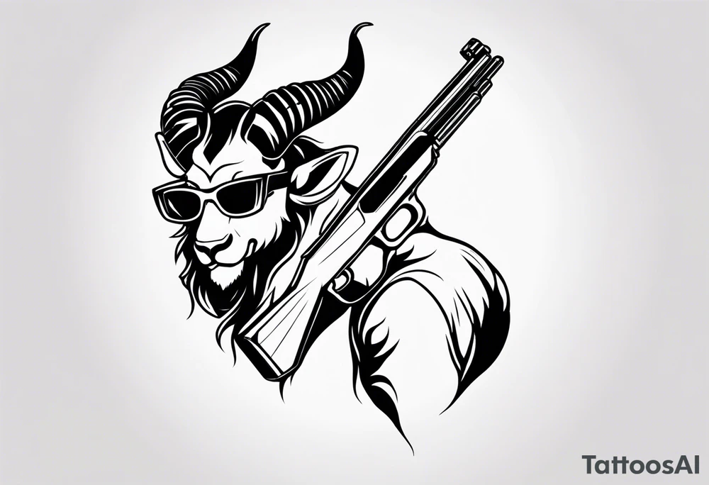capricorn with sunglasses and a shotgun tattoo idea