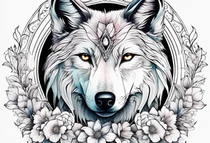 Wolf céleste, flower tattoo idea