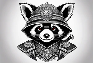 Cute small Red panda samurai armor tattoo idea