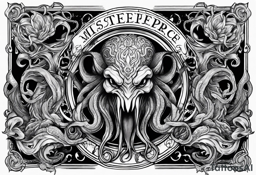Cthulhu arm sleeve with other eldritch beasts tattoo idea