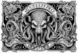 Cthulhu arm sleeve with other eldritch beasts tattoo idea
