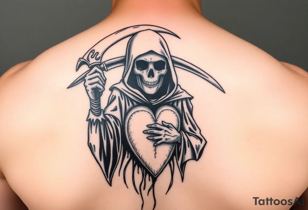 Grim reaper heartbroken tattoo idea