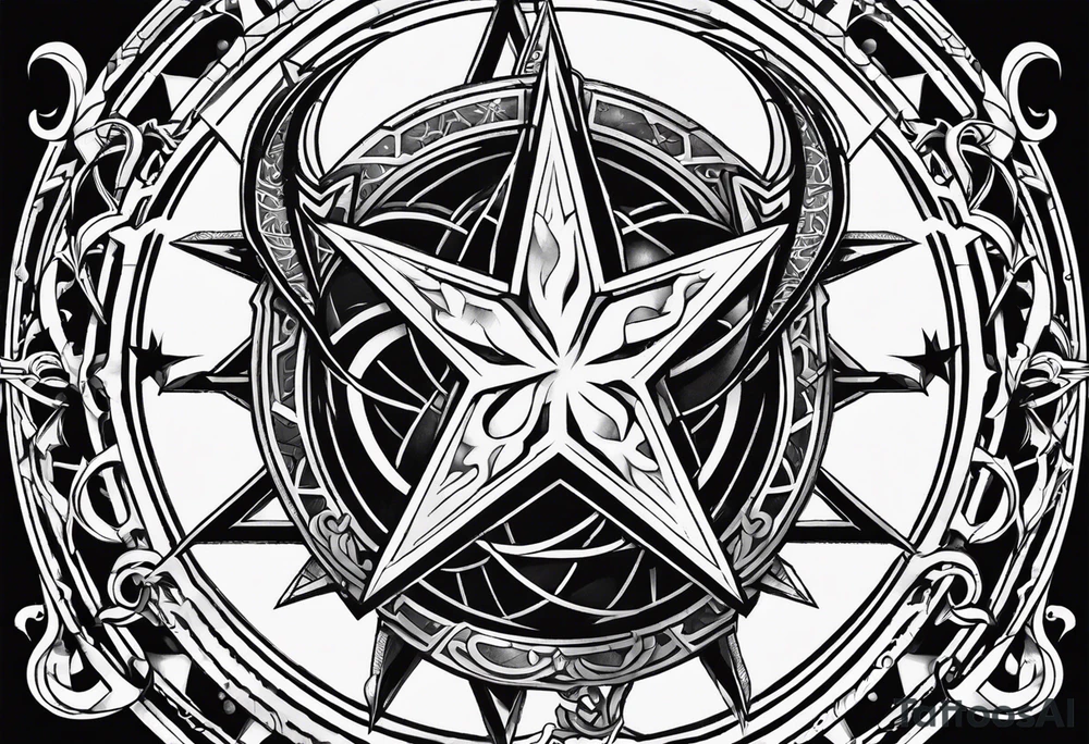 Lilith symbol inside a pentagram tattoo idea