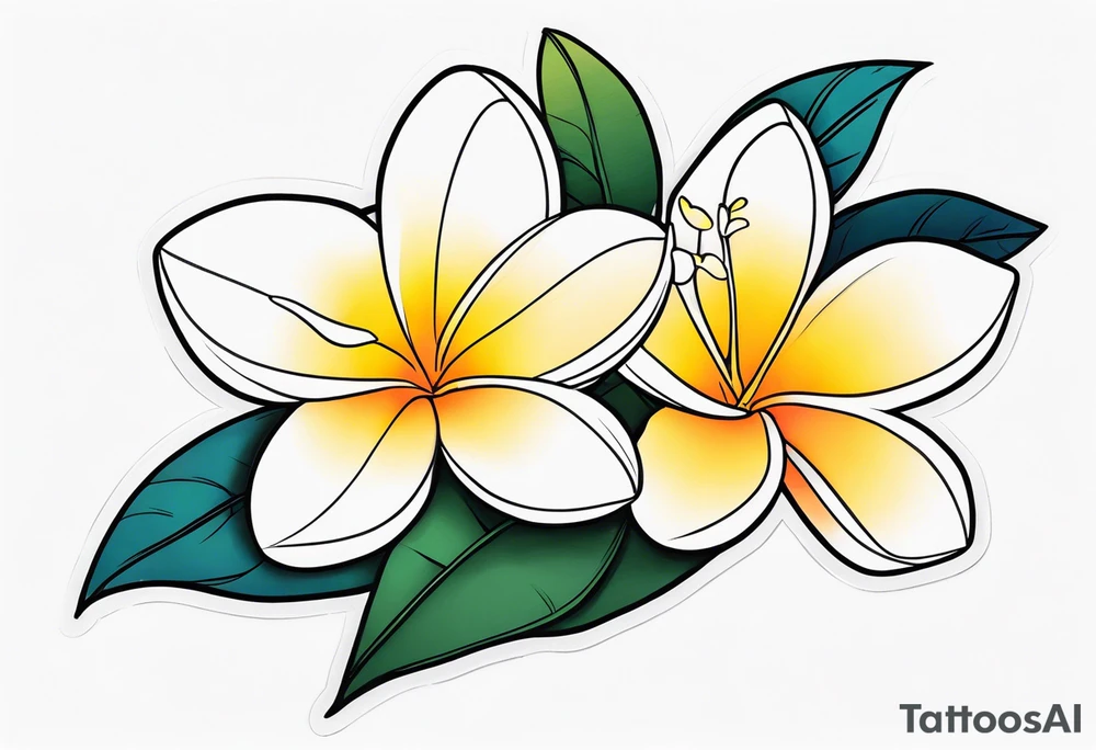 frangipani flower fine line tattoo idea