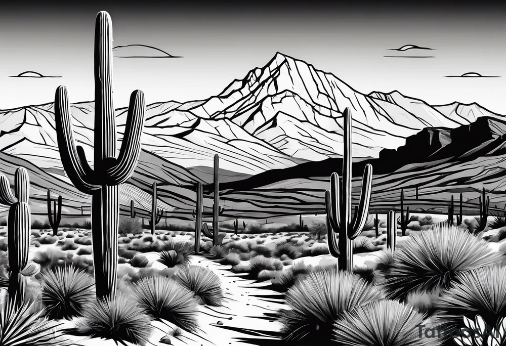 arizona desert with mountains tattoo idea