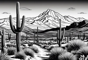 arizona desert with mountains tattoo idea
