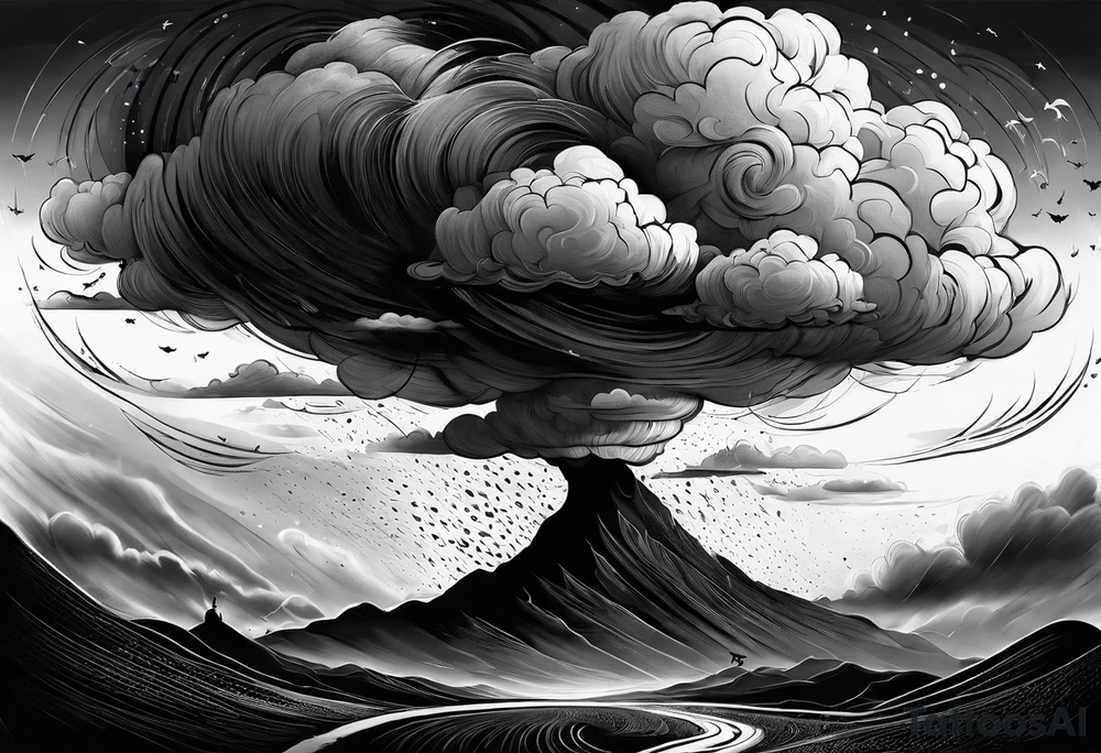 Clouds darkness hard core tornado downpour tattoo idea