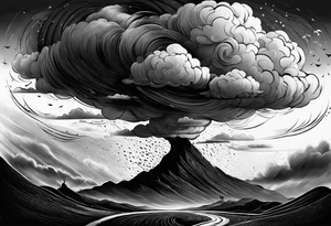 Clouds darkness hard core tornado downpour tattoo idea