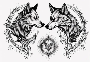 two wolves dancing tattoo idea