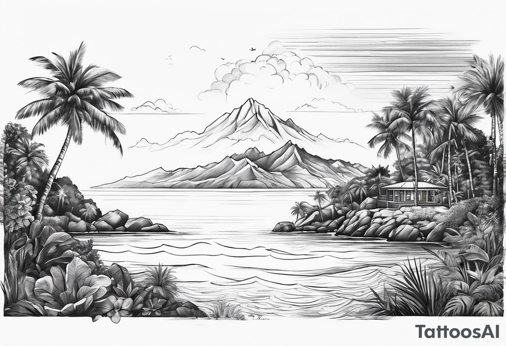 island background horizon tattoo idea