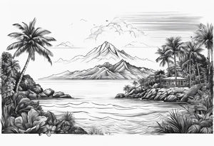 island background horizon tattoo idea