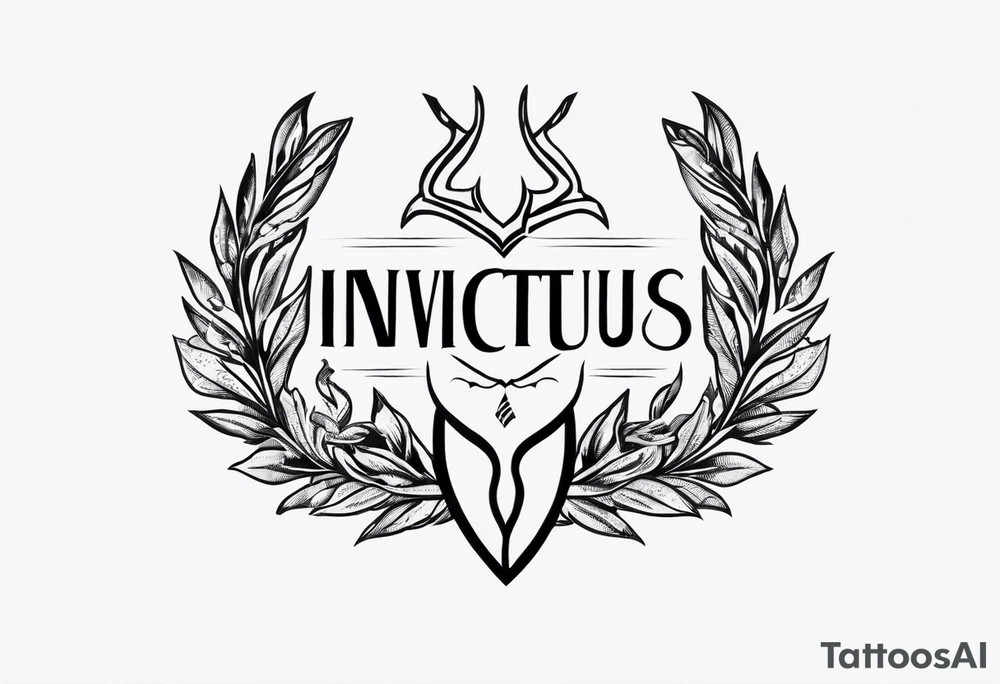 WING, SNAKE, LAUREL WREATH AND THE WORD INVICTUS tattoo idea