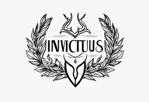 WING, SNAKE, LAUREL WREATH AND THE WORD INVICTUS tattoo idea