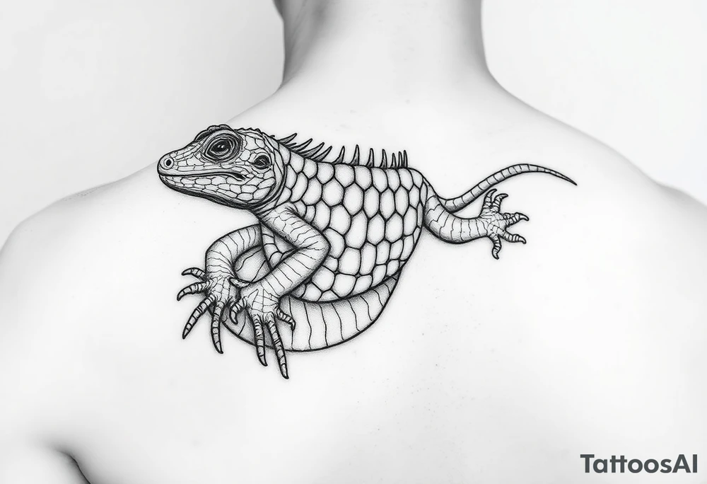 Scale, a lizard wrapped around the shoulder tattoo idea