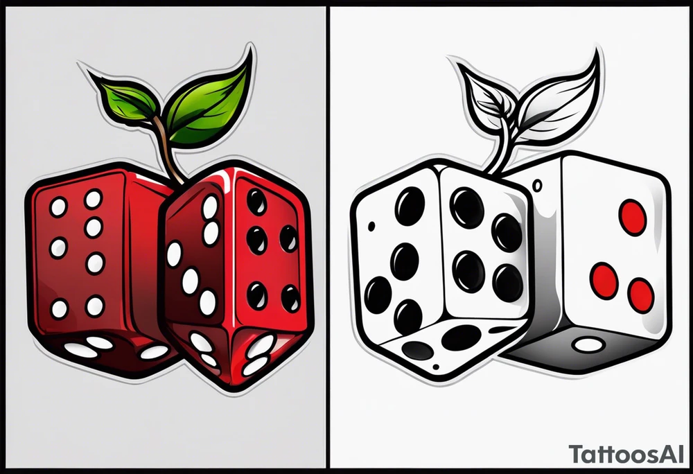 the name lukie with dice and cherry next to it tattoo idea