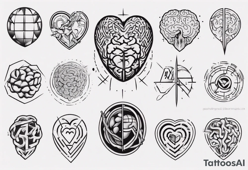 Heart and brain tattoo idea
