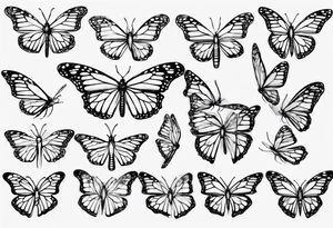 realistic monarch butterfly simple black outline sitting on a stick with wings slightly closed tattoo idea