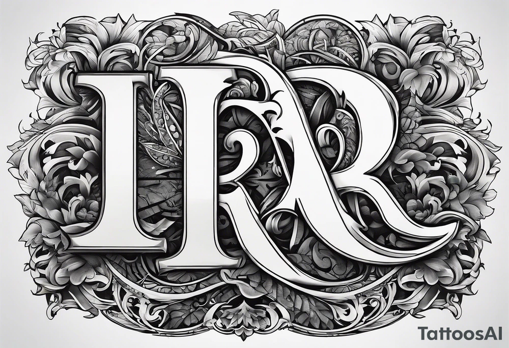 The letters AR together with the words always ready going down the side of the letters tattoo idea