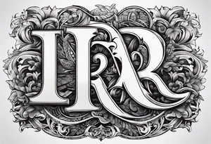 The letters AR together with the words always ready going down the side of the letters tattoo idea