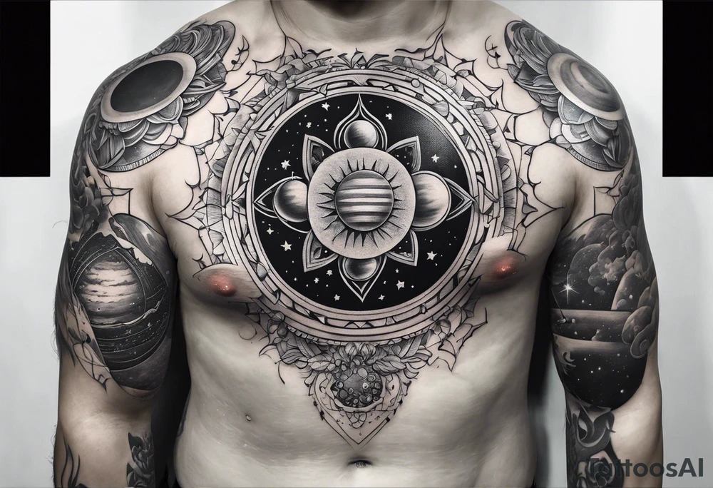 solar system, on spine tattoo idea