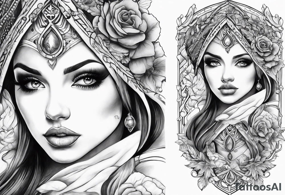 full sleeve in Gothic style tattoo idea