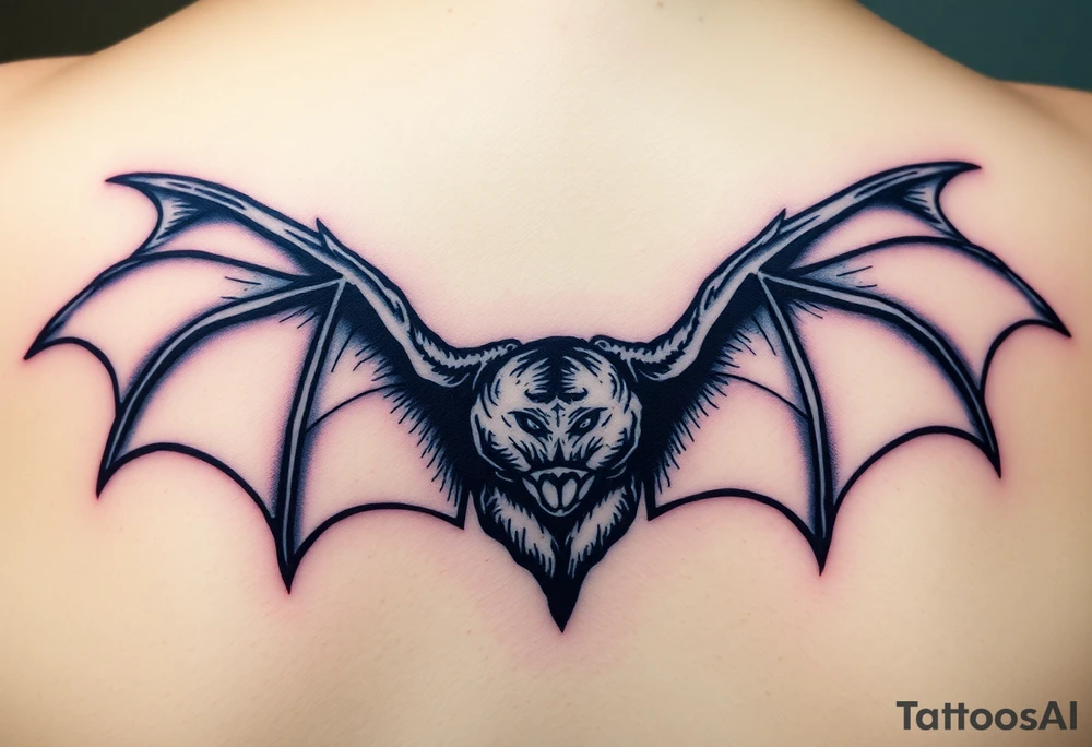 scary mutherfucking bat with scary wings sharp tattoo idea