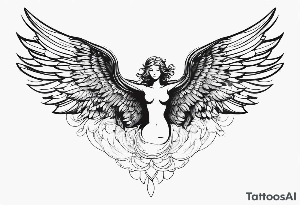 angel with wings outstretched incorporating digital or electronic elements into the design tattoo idea