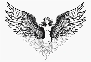 angel with wings outstretched incorporating digital or electronic elements into the design tattoo idea