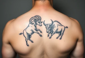 ram and a bull fighting tattoo idea