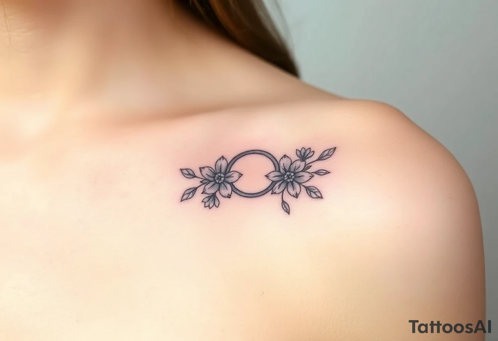 wedding ring tattoo with flowers tattoo idea