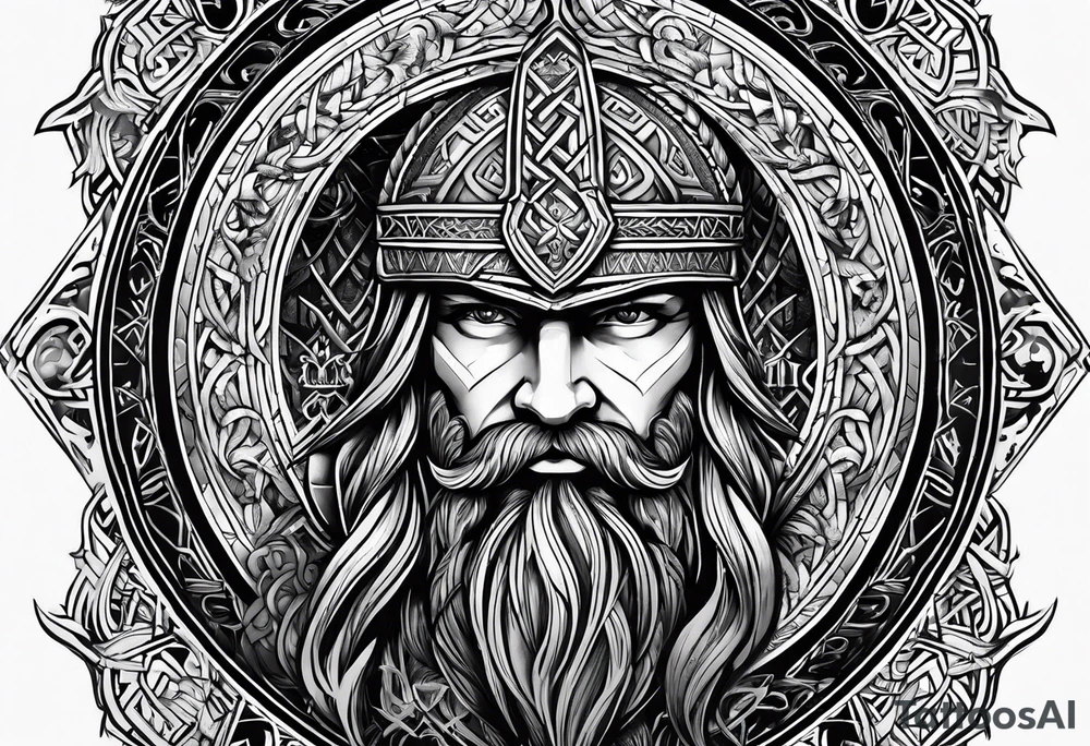 Nordic rune of viking warriors tattoo idea