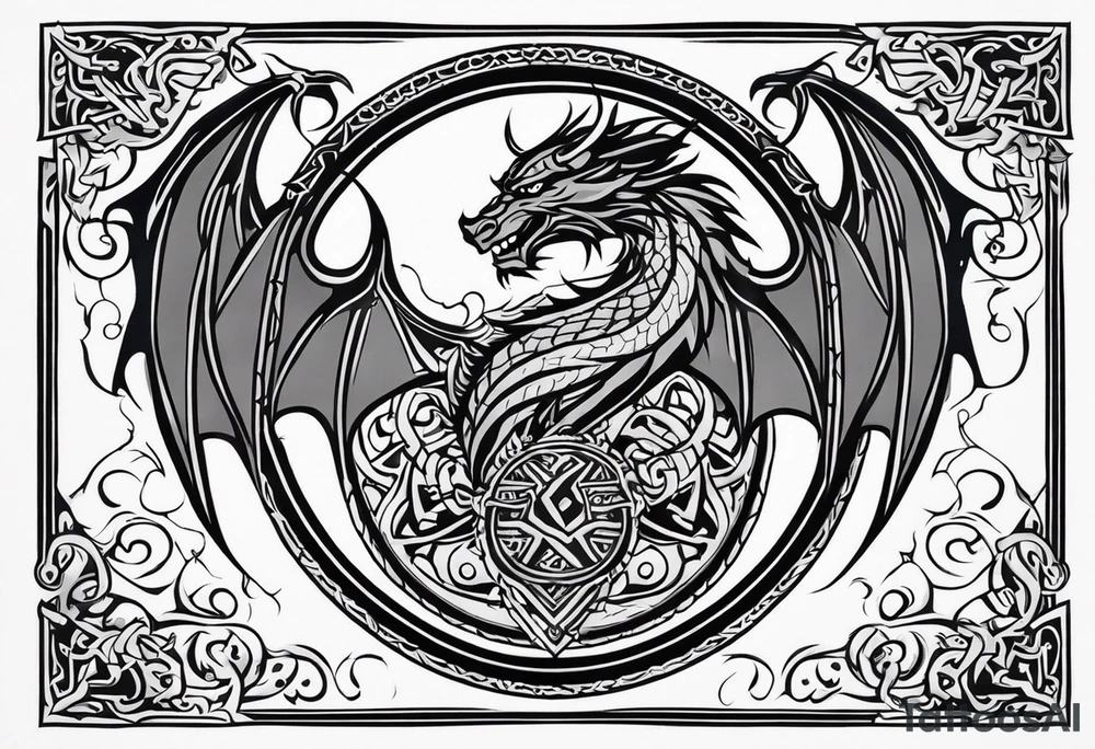 Viking valhalla sword shield dragon tattoo idea